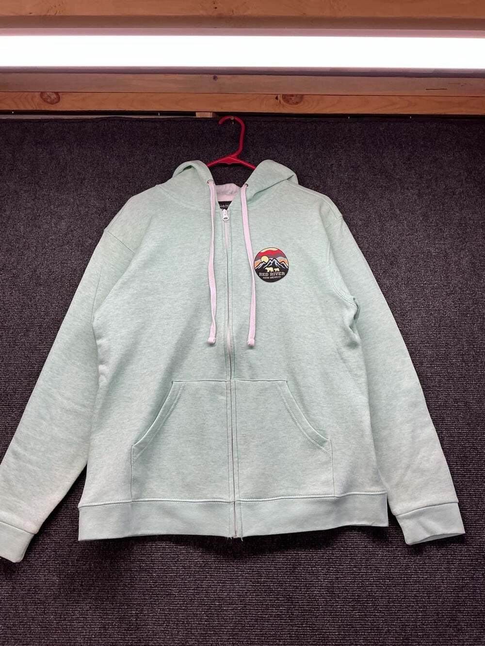 Lone Rock Clothing Red River New Mexico Hoodie Size L Mint Green Zip Up